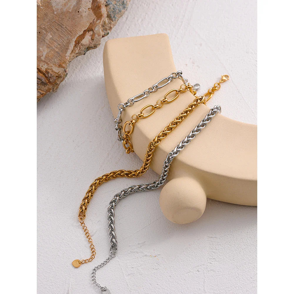 Yhpup 316L Stainless Steel Chunky Chain Necklace – Gold Glossy Statement Collar Necklace for Women Jewelry Gift