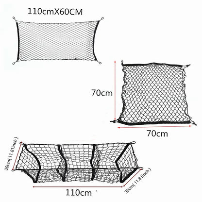 Stretchable Elastic Car Truck Net with Hooks: Heavy Duty Cargo Net for Car, SUV, Truck - Storage Mesh Trunk Organizer Bag