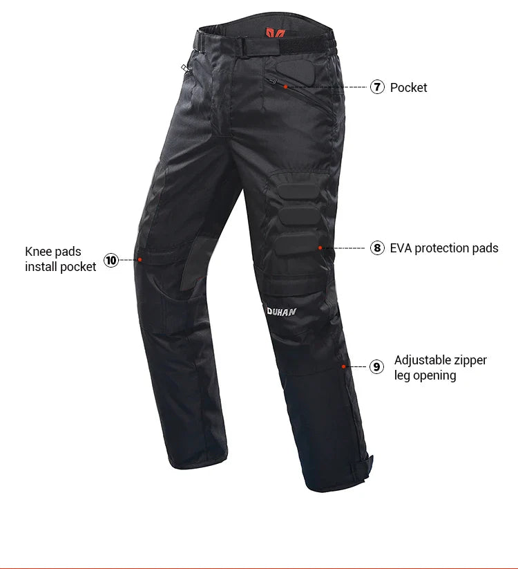 DUHAN Windproof Motocross Jacket & Pants for Men – Wear-Resistant Motorcycle Gear with Body Armor, Winter Moto Clothing