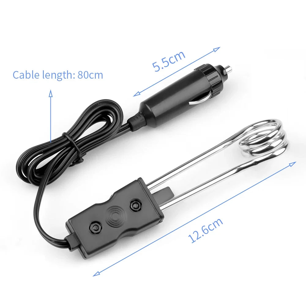 12V 24V Car Immersion Heater - Portable Auto Water Warmer for Coffee, Tea & Travel Use with Durable Safe Heating Design