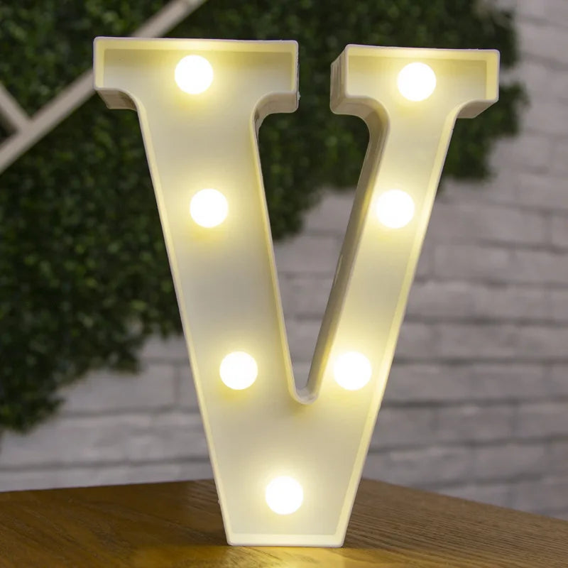 Alphabet & Number LED Lamp Night Light – Warm Battery-Powered Luminous Letter Light for Home, Wedding, Birthday & Party Decoration