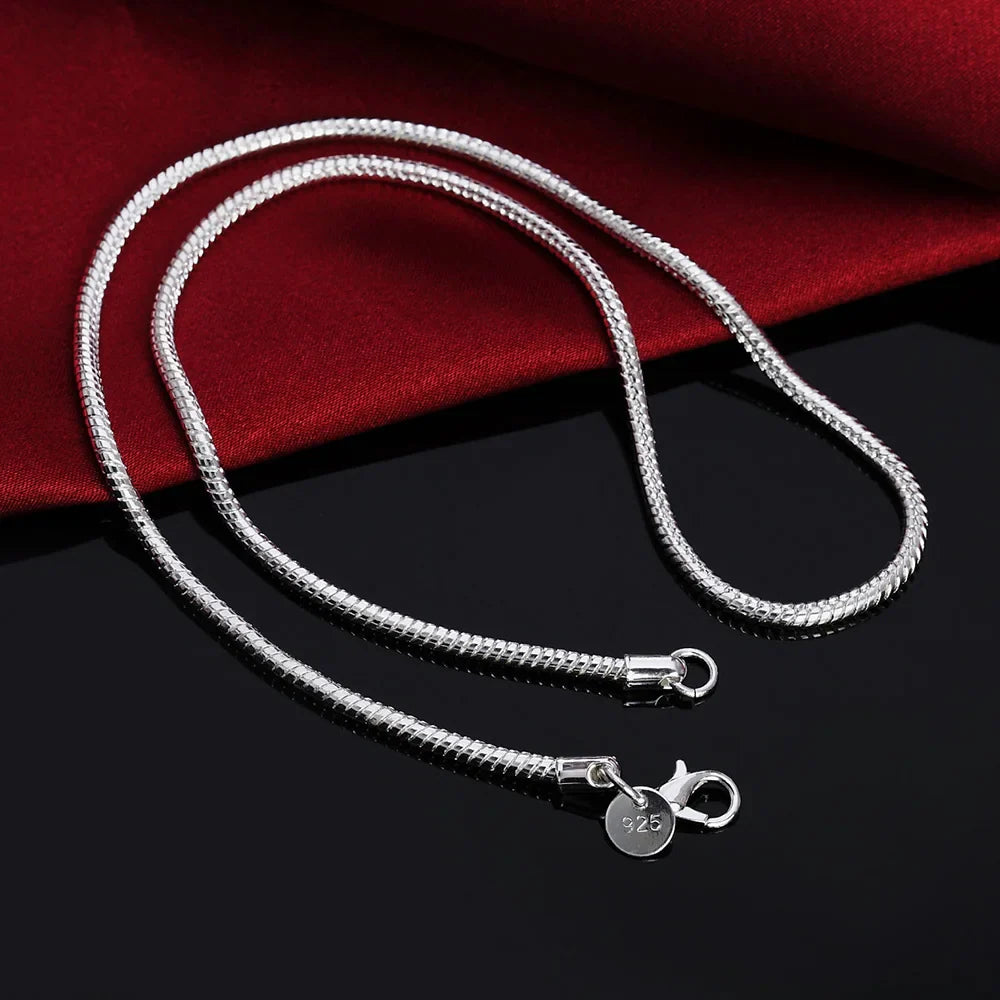 925 Sterling Silver Snake Chain Necklace — 1MM/2MM/3MM, 40–75cm for Men & Women, Fashion Jewelry Pendant, Free Shipping