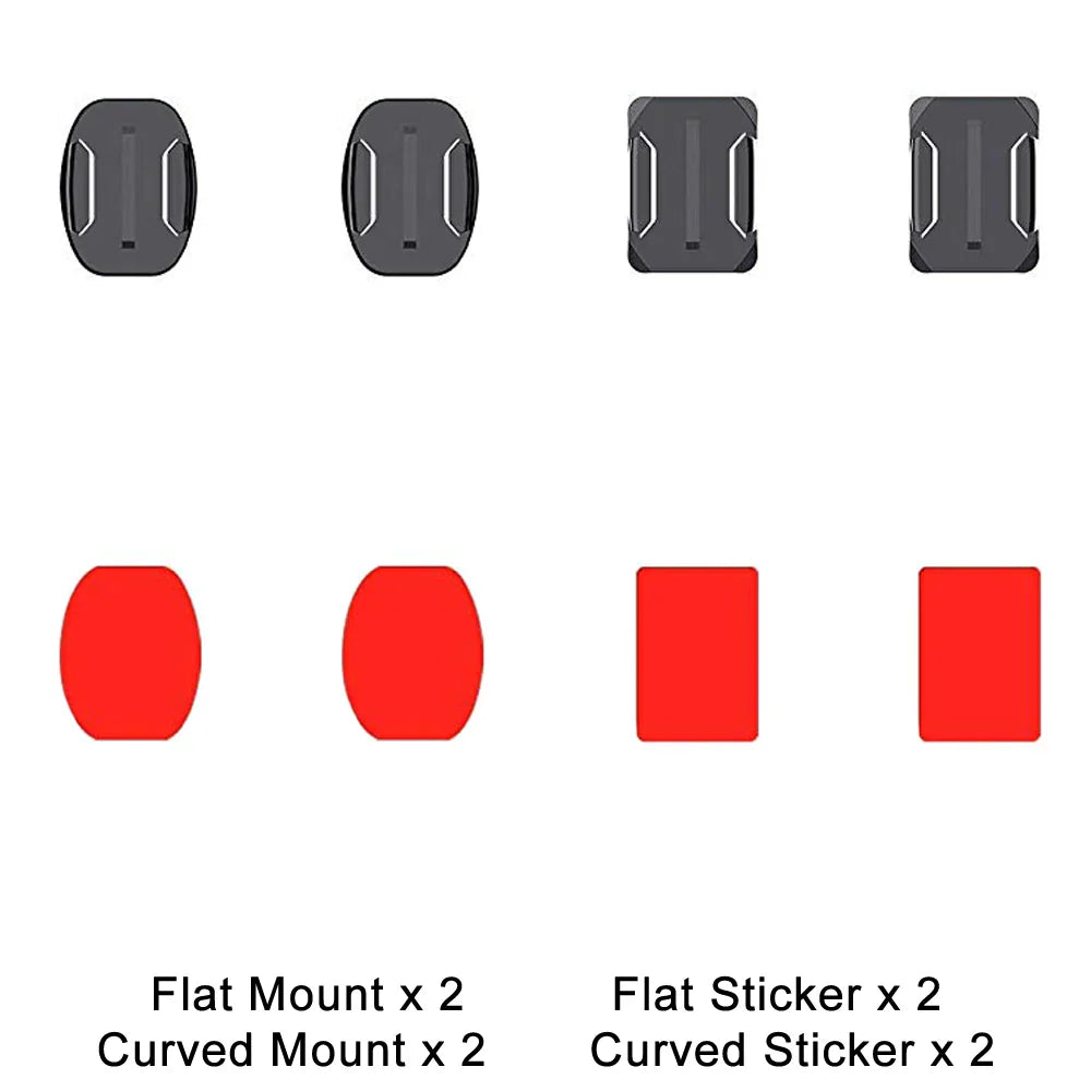 Flat & Curved Adhesive Mount Set for GoPro Hero 11/10/9/8 – Xiaomi Yi 4K, SJCAM Action Camera Mounting Stickers Accessories