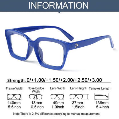 Fashion Oversized Square Reading Glasses for Men & Women – Large Frame Presbyopia Eyewear, Diopter +1.0 to +3.0