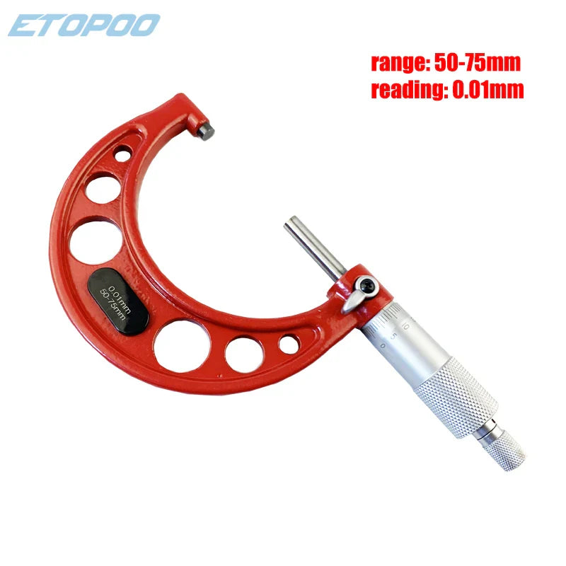 Outside Micrometer Set 0–100mm (4-Piece) — 0.01mm Graduation, Ratchet Stop with Standards