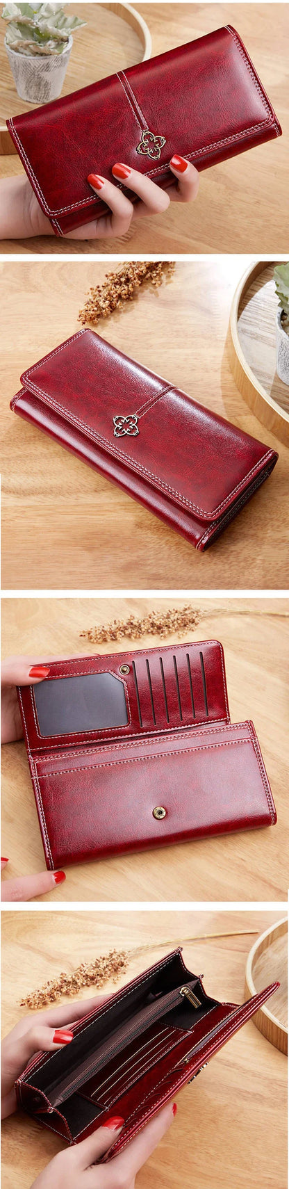 Women’s Leather Long Wallet – Luxury Fashion Purses & Card Holder, Money Bag Handbag for 2022