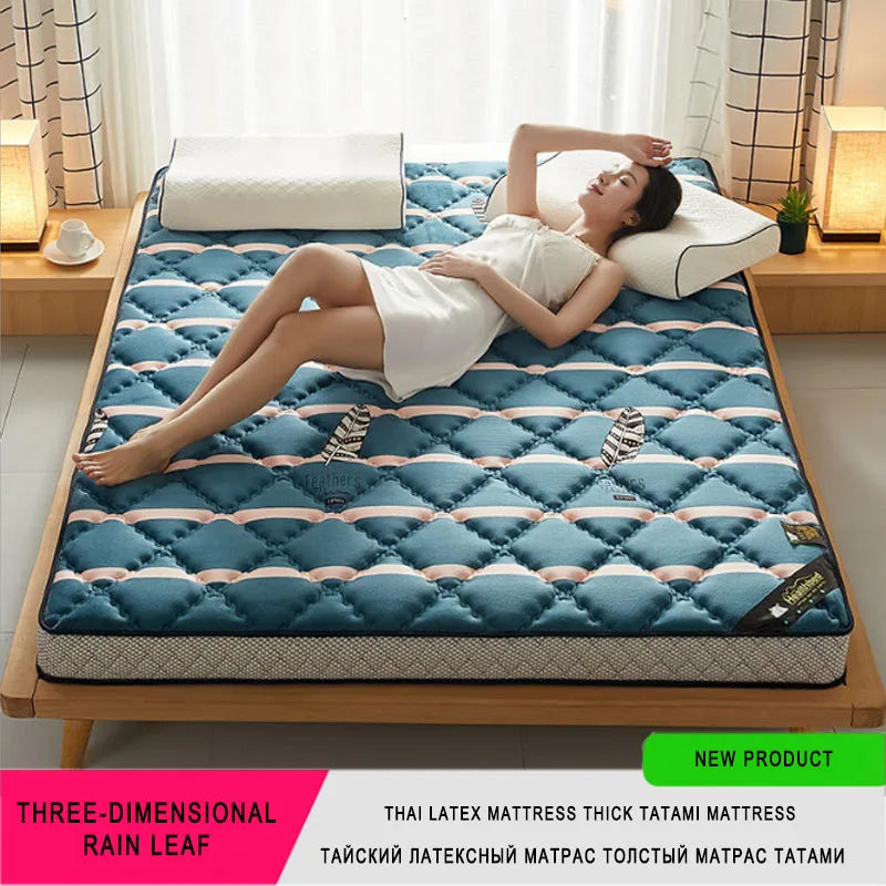 6/10cm Thai Natural Latex Floor Mattress – Foldable Tatami Mat with 95D Filling & Cotton Cover, Slow Rebound Comfort