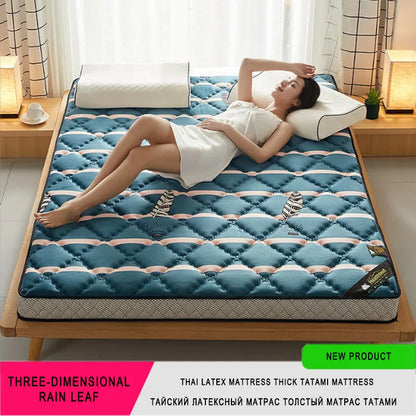 6/10cm Thai Natural Latex Floor Mattress – Foldable Tatami Mat with 95D Filling & Cotton Cover, Slow Rebound Comfort