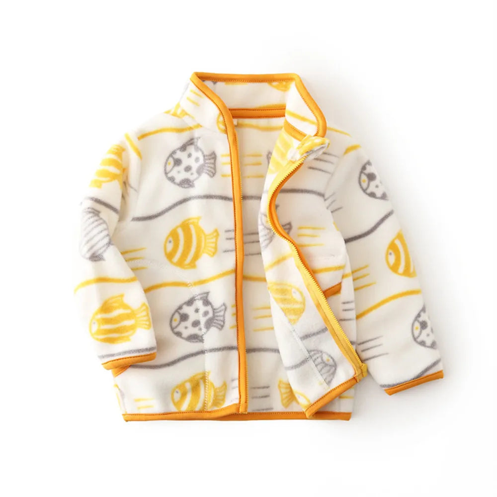 Jumping Meters Dinosaur Zipper Jacket – Kids Fleece Coat with Pockets, Fashionable Outerwear for Boys & Girls