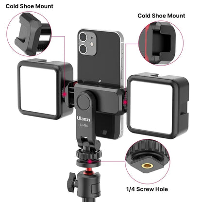 Ulanzi ST-06S Vertical Phone Mount Holder Tripod - Cold Shoe for Mic/Light, Phone Clip - iPhone 12 Vlog Holder Smartphone Accessory
