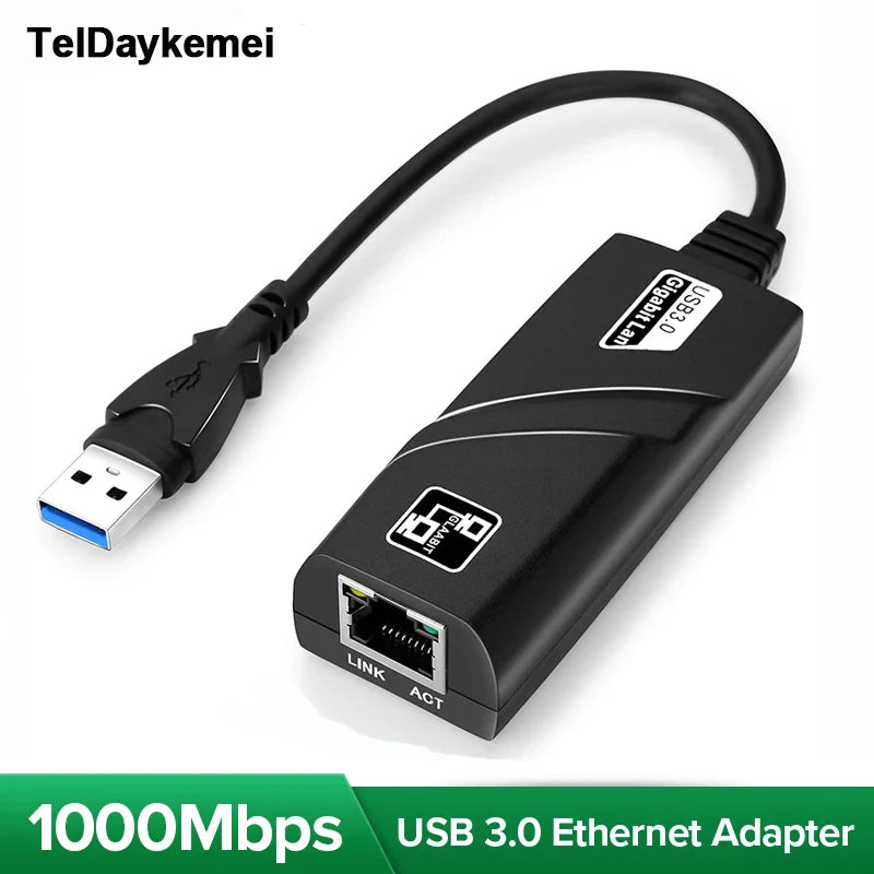 10/100/1000Mbps USB 3.0 Type-C to RJ45 LAN Ethernet Adapter — RTL8153 Network Card for PC, MacBook, Windows Laptop