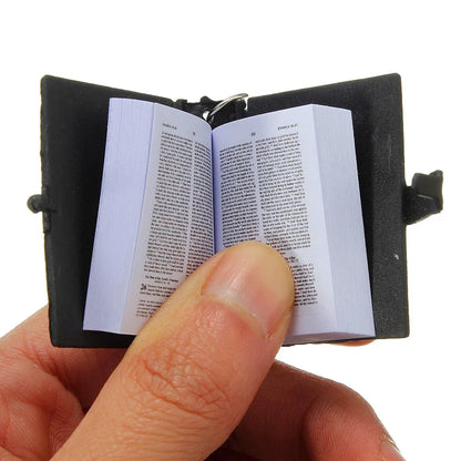 Mini English Holy Bible Keychain - Christian Jesus Cross & Muslim Keyring, Prayer God Bless Charm for Women’s Bag