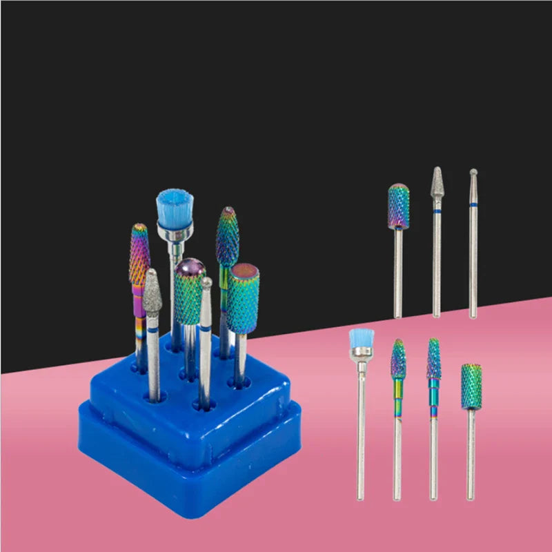 7Pcs Ceramic Milling Cutters Set - Nail Drill Bits for Manicure, Gel Varnish Removal & Nail Care Accessories