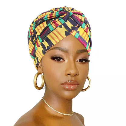 Women's Print Flower Knot Cancer Chemo Hat: New Ruffle Beanie Scarf Turban Head Wrap Knitted Cap - Hair Loss Accessories