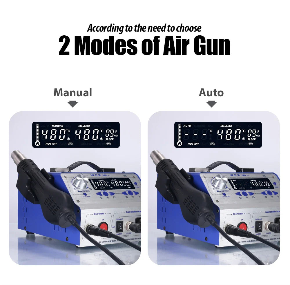 WEP 948-II 4-in-1 Soldering Station – Suction Tin, Solder Iron, Hot Air Gun, BGA Rework Tools