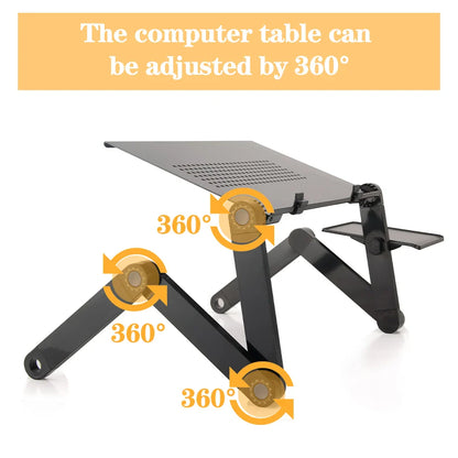 Adjustable Aluminum Laptop Desk Stand – Portable Ergonomic Lapdesk with Mouse Pad for Bed, Sofa & TV Use