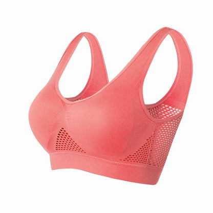 Women’s Hollow Out Sports Bra – Padded Seamless Yoga & Gym Top, M-6XL Athletic Vest