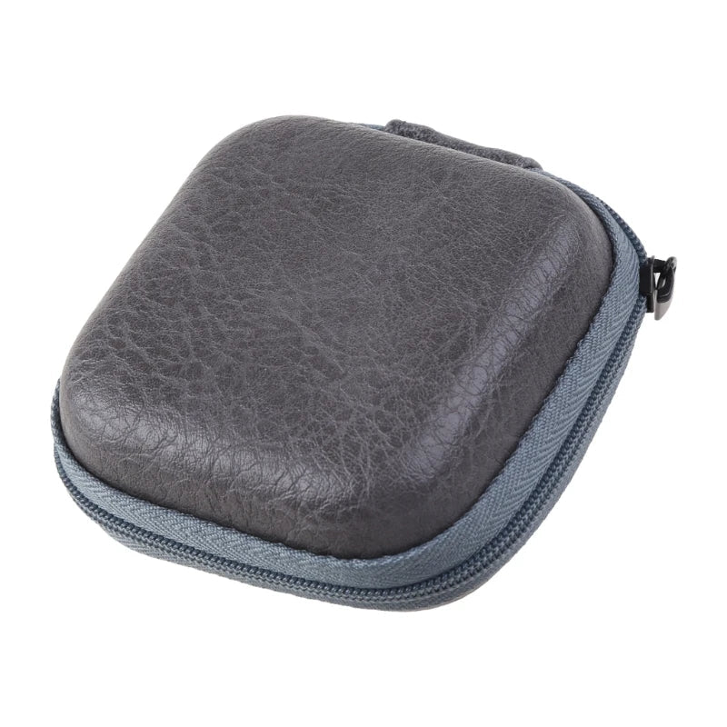 Leather USB Data Cable & Earphone Storage Bag – Mini Portable Zipper Headphone Case and Earbuds Pouch