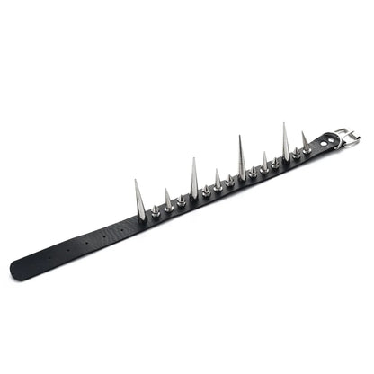 Punk Long Spike Choker – Studded Faux Leather Collar for Men & Women, Goth Rivet Necklace