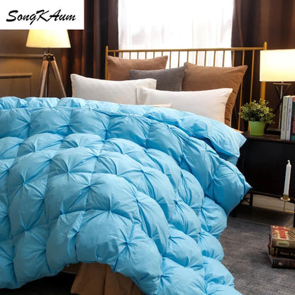 SongKAum White Goose Down Quilt - Luxury 100% Cotton Cover Hotel Style Twist Flower Duvet Comforter Bedding