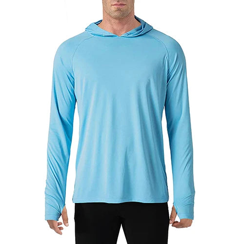 TACVASEN Men's Sun Protection Hoodie T-Shirt – UV-Proof, Lightweight, Breathable Long Sleeve Quick-Dry Top