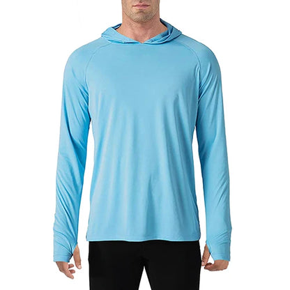 TACVASEN Men's Sun Protection Hoodie T-Shirt – UV-Proof, Lightweight, Breathable Long Sleeve Quick-Dry Top