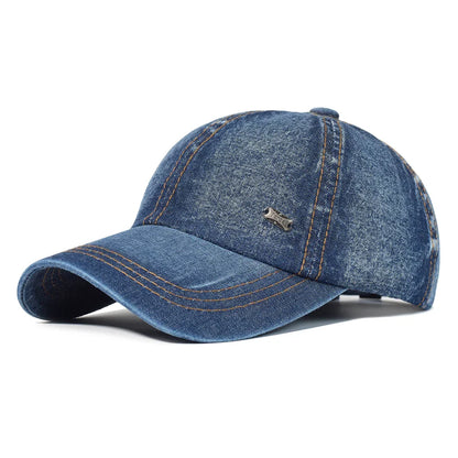 Vintage Washed Cotton Baseball Cap – Adjustable Denim Dad Hat for Men & Women, Low Profile Trucker Style