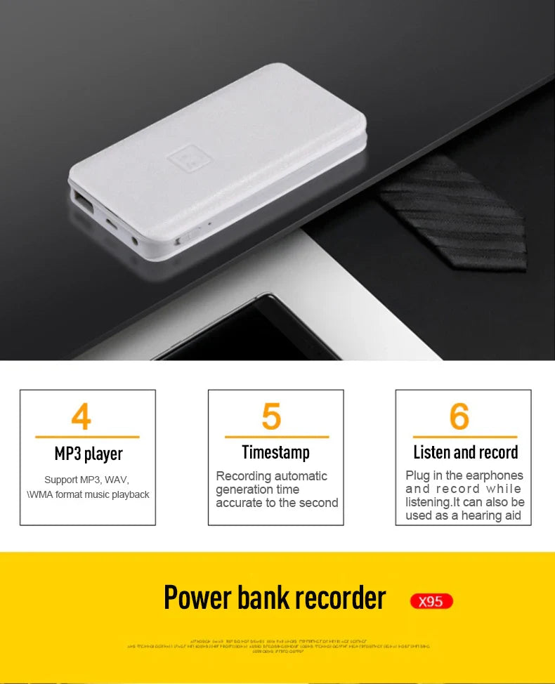 8-64GB Digital Voice Recorder – Hidden Sound-Activated Espia Dictaphone with Magnet, Long-Distance Recording, MP3 & U-Disk