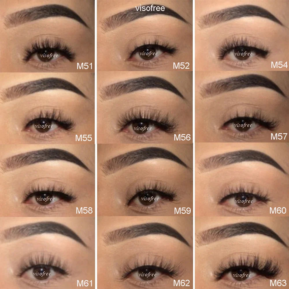 Visofree 3D Mink Eyelashes – Thick Handmade Full Strip Cruelty-Free False Lashes for Makeup M56