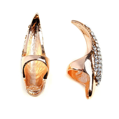 5PCS Crystal Nail Rings | Punk False Nail Jewelry with Rhinestones Claw/Talon Design, Unisex Wholesale Finger Rings