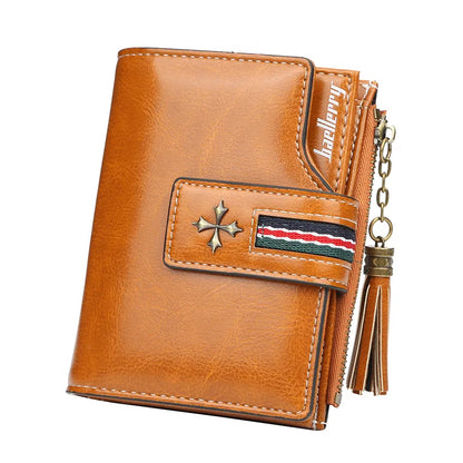 Fashion Small Leather Wallet for Women — Stylish Zipper & Hasp Card Holder, High-Quality Short Credit Card Purse