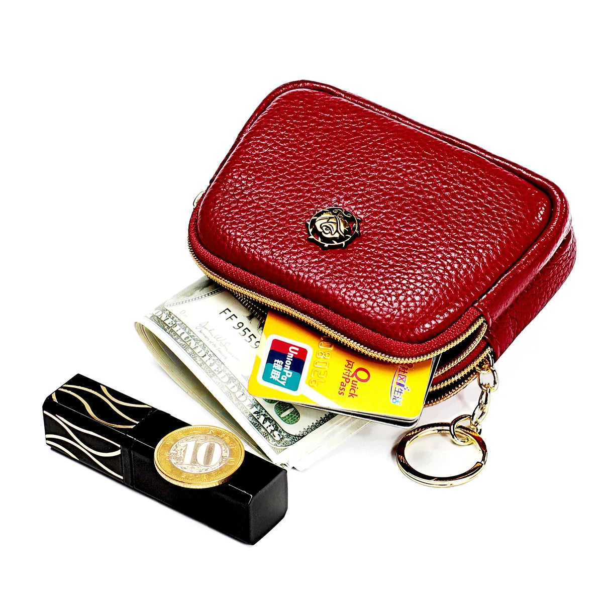 Senorita Genuine Leather Women’s Coin Purse – Double Zipper Small Wallet