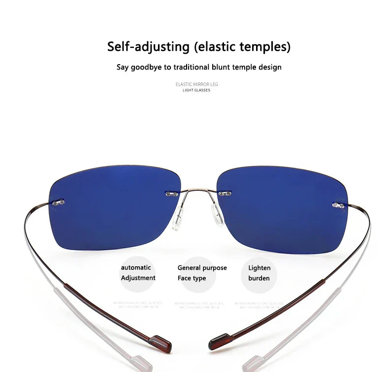 2025 New Cool 100% Pure Titanium Rimless Sunglasses – Polarized Grey Lenses, Super Thin, UV400 Protection, Oculos De Sol