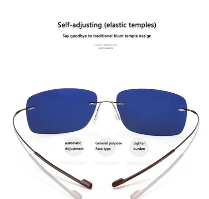 2025 New Cool 100% Pure Titanium Rimless Sunglasses – Polarized Grey Lenses, Super Thin, UV400 Protection, Oculos De Sol