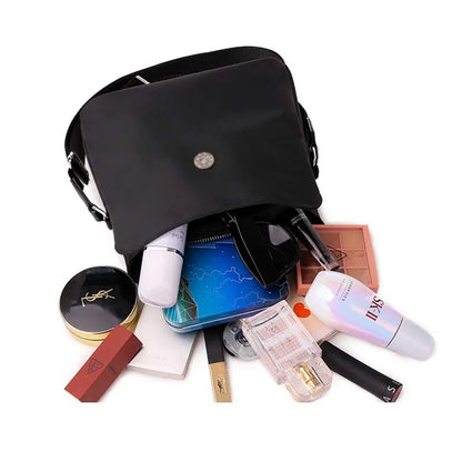Vintage Waterproof Nylon Shoulder Bag for Women – Simple Crossbody Messenger Bag for Daily Use & Travel