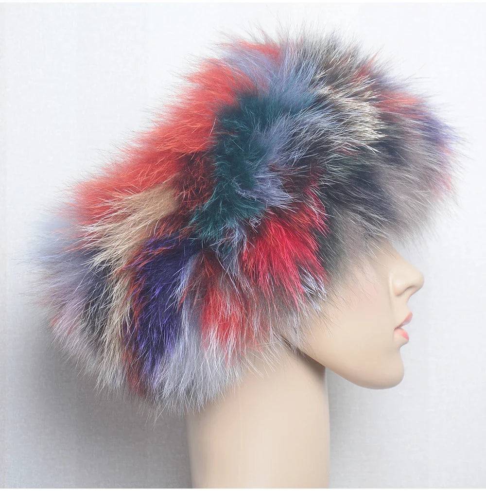 2025 Real Fox Fur Scarf and Headband – Luxury Winter Neck Warmer for Women, 100% Natural Fur, Elastic Ring Muffler