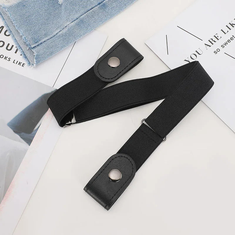 No Buckle Stretch Elastic Waist Belt - Buckle-Free Belt for Jeans, Pants, Dresses - No Bulge, No Hassle Waist Belt for Women/Men