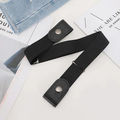No Buckle Stretch Elastic Waist Belt - Buckle-Free Belt for Jeans, Pants, Dresses - No Bulge, No Hassle Waist Belt for Women/Men
