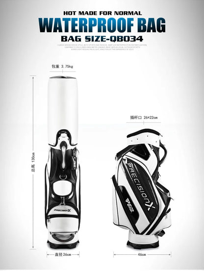 PGM Men's Golf Bag QB034 – PU Waterproof Large Capacity Standard Bag for 14 Golf Clubs