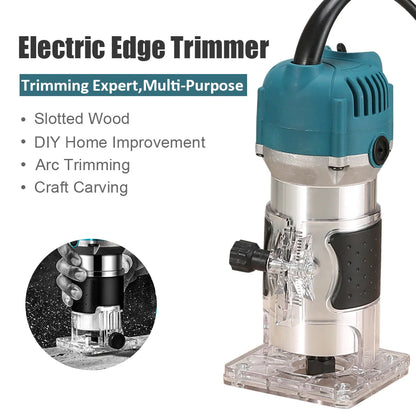 800W 30000RPM Electric Wood Router – 1/4 Inch Woodworking Trimmer & Carving Milling Tool
