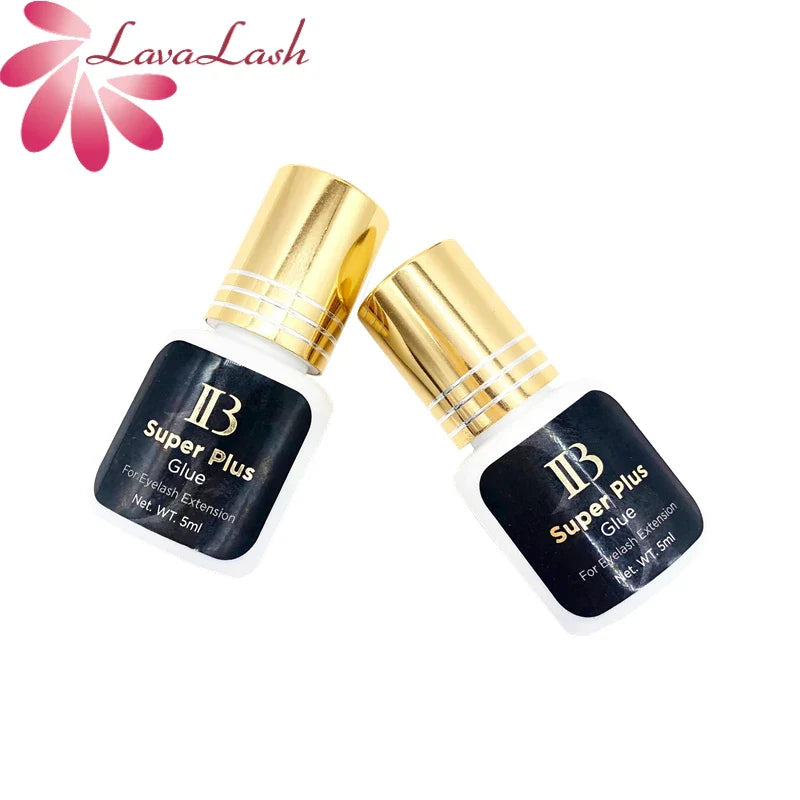 IB Super Plus Eyelash Extension Glue — 5/10 Bottles Original IBeauty Gold Cap Black Adhesive for False Lashes and Makeup Tools