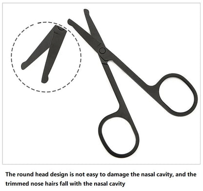 Mini Stainless Steel Round-Head Nose Hair Scissors — Portable Ergonomic Nose Trimmer & Cutter