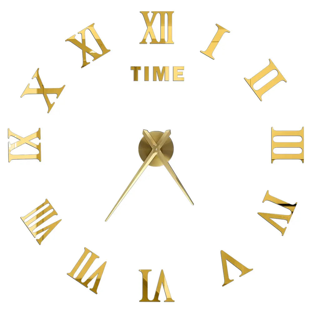 3D DIY Wall Clock - Modern Acrylic Mirror Sticker Quartz Clock For Living Room Decor With Silent Movement