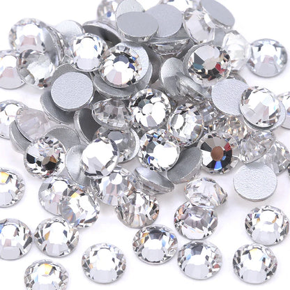 SS3-SS50 Clear Crystal White 3D Nail Art Rhinestones – Silver Flatback Glitter Gems for Nail Decoration