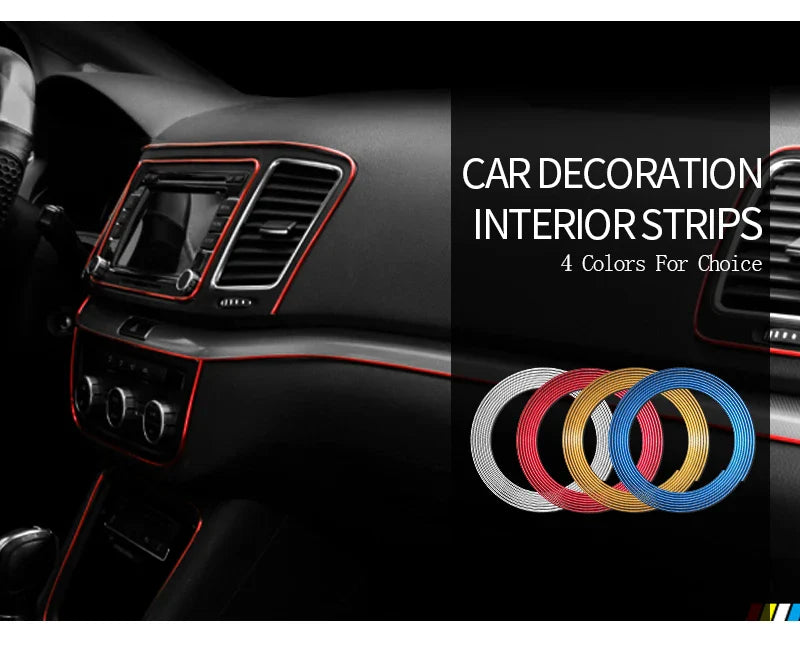 SEAMETAL Car Interior Molding Trim Strips – Flexible Anti-Scratch 5m Decoration Line for Dashboard & Car Styling Accessories