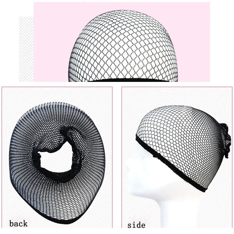 Black Snood Nylon Hairnet Cap – Stretch Mesh Wig Liner for Women, Elastic Material for Wig Making Accessories