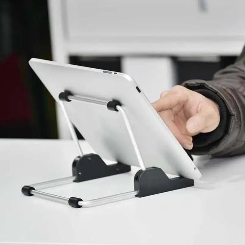 Super Light Foldable Tablet Stand – Universal Adjustable Aluminum Holder for iPad & Tablet PC, Portable Desk Support Mount for Home & Office Use