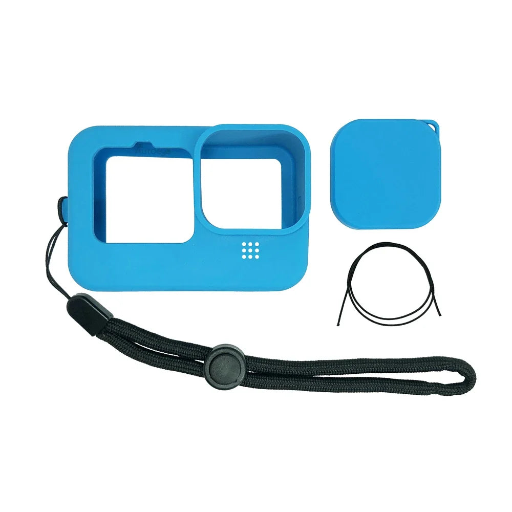 Protective Silicone Case for GoPro Hero 12/11/10/9 Black – Tempered Glass Screen Protector & Lens Cap Cover Accessory