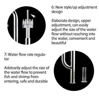 ZRDR Aquarium Filter Accessories – Stainless Steel External Inlet/Outlet Tube & Oil Film Remover for Fish Tanks