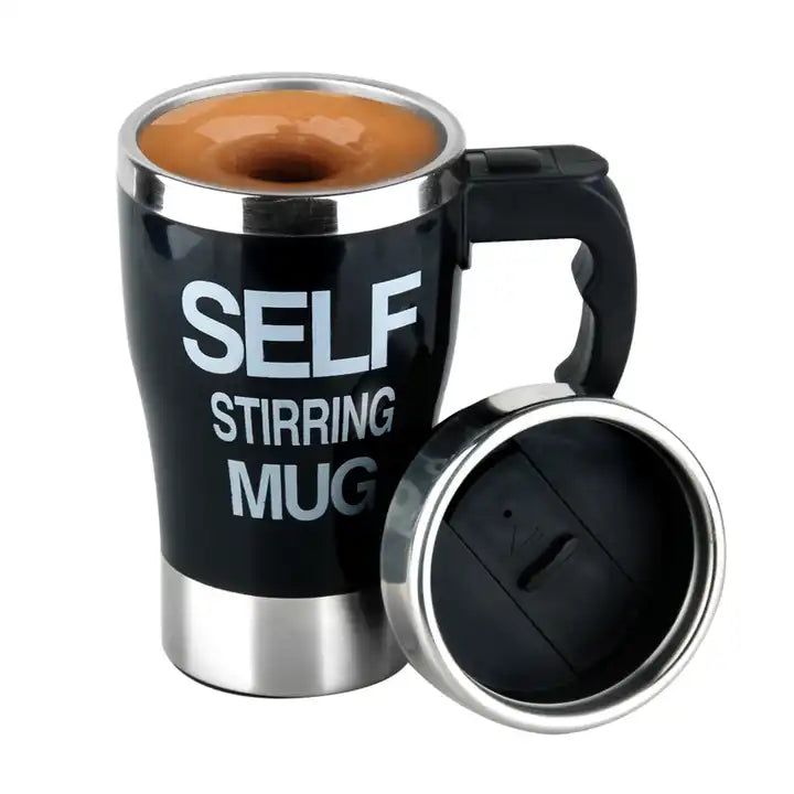 NEW!!! Stainless Steel Self-Stirring Coffee Cup with Custom Logo - Battery or Rechargeable